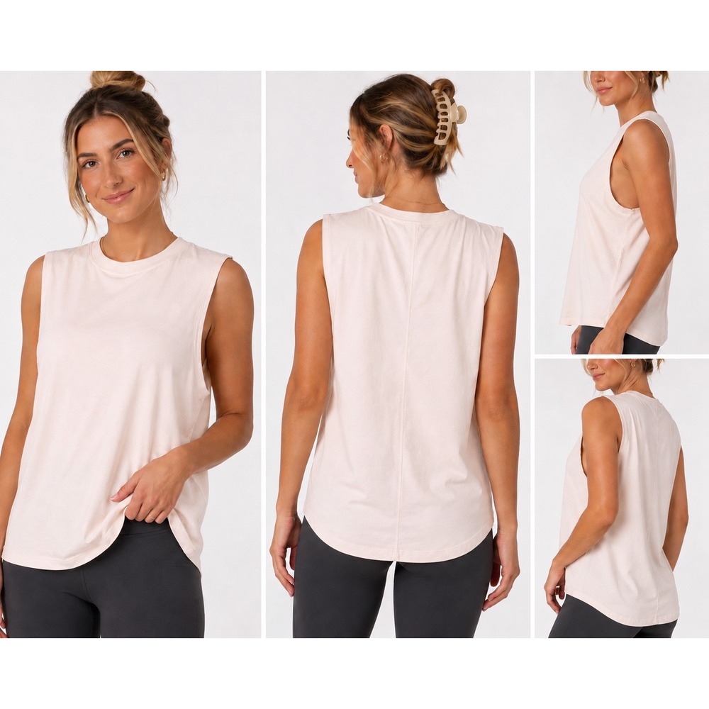 CALIA Muscle Tank Womens Large Cream Blush Sleeveless Athletic Top